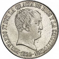 Large Obverse for 20 Reales 1822 coin