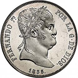 Large Obverse for 20 Reales 1833 coin
