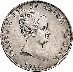 Large Obverse for 20 Reales 1835 coin