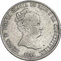 Large Obverse for 20 Reales 1848 coin