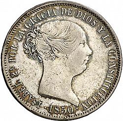 Large Obverse for 20 Reales 1850 coin