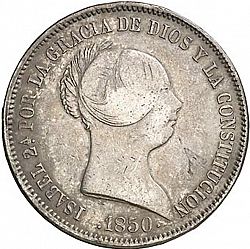 Large Obverse for 20 Reales 1850 coin