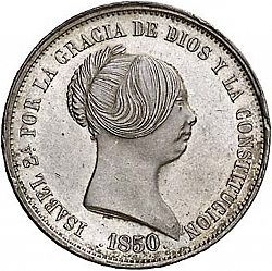 Large Obverse for 20 Reales 1850 coin