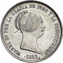 Large Obverse for 20 Reales 1851 coin