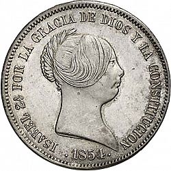 Large Obverse for 20 Reales 1854 coin