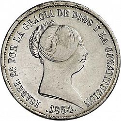 Large Obverse for 20 Reales 1854 coin