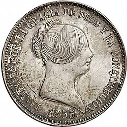 Large Obverse for 20 Reales 1855 coin
