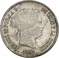Large Obverse for 20 Reales 1857 coin