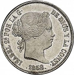 Large Obverse for 20 Reales 1858 coin
