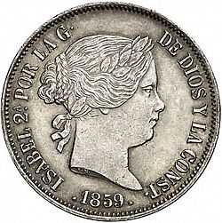 Large Obverse for 20 Reales 1859 coin