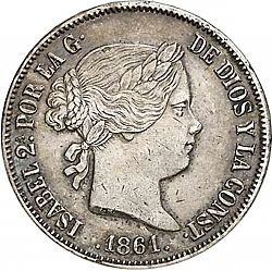 Large Obverse for 20 Reales 1861 coin