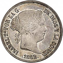 Large Obverse for 20 Reales 1862 coin