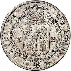 Large Reverse for 20 Reales 1842 coin