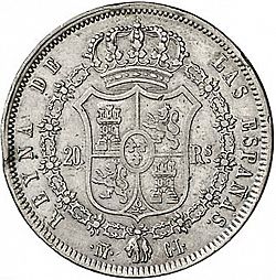 Large Reverse for 20 Reales 1848 coin