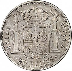 Large Reverse for 20 Reales 1850 coin