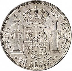 Large Reverse for 20 Reales 1851 coin