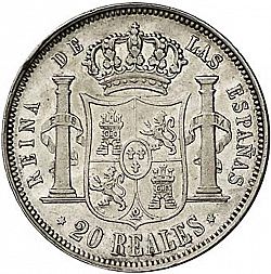 Large Reverse for 20 Reales 1851 coin