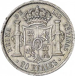 Large Reverse for 20 Reales 1851 coin