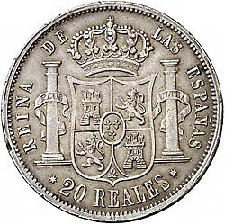 Large Reverse for 20 Reales 1852 coin