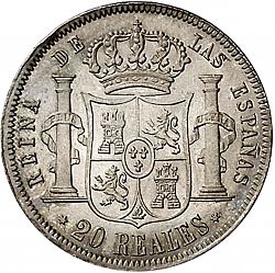 Large Reverse for 20 Reales 1854 coin