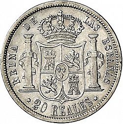 Large Reverse for 20 Reales 1854 coin