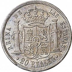 Large Reverse for 20 Reales 1857 coin
