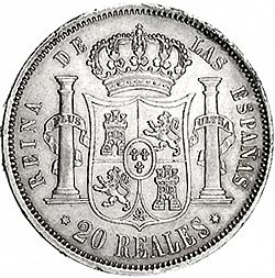 Large Reverse for 20 Reales 1860 coin