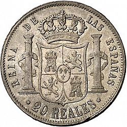 Large Reverse for 20 Reales 1862 coin
