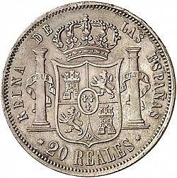 Large Reverse for 20 Reales 1863 coin