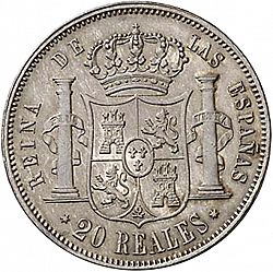 Large Reverse for 20 Reales 1863 coin