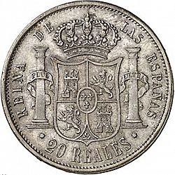Large Reverse for 20 Reales 1863 coin