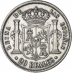 Large Reverse for 20 Reales 1864 coin