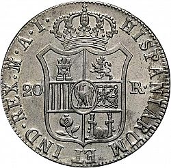 Large Reverse for 20 Reales 1808 coin