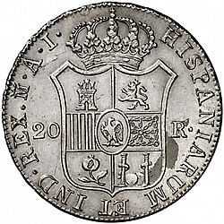 Large Reverse for 20 Reales 1812 coin