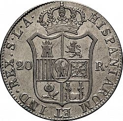 Large Reverse for 20 Reales 1812 coin