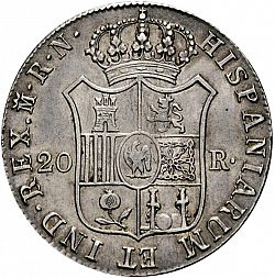 Large Reverse for 20 Reales 1813 coin