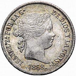 Large Obverse for 20 Céntimos Escudo 1868 coin