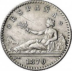 Large Obverse for 20 Céntimos 1870 coin