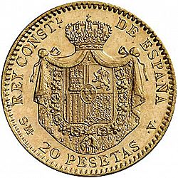 Large Reverse for 20 Pesetas 1904 coin