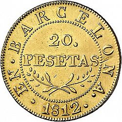 Large Reverse for 20 Pesetas 1812 coin