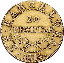 Large Reverse for 20 Pesetas 1814 coin