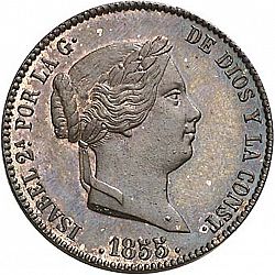 Large Obverse for 25 Céntimos Real 1855 coin