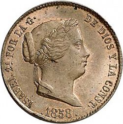 Large Obverse for 25 Céntimos Real 1858 coin