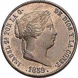 Large Obverse for 25 Céntimos Real 1859 coin
