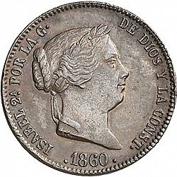 Large Obverse for 25 Céntimos Real 1860 coin
