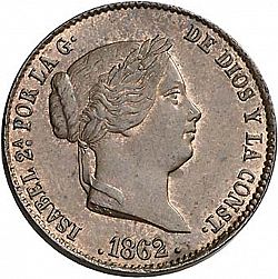 Large Obverse for 25 Céntimos Real 1862 coin