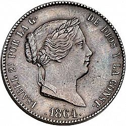 Large Obverse for 25 Céntimos Real 1864 coin