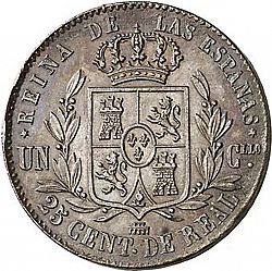 Large Reverse for 25 Céntimos Real 1860 coin