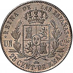 Large Reverse for 25 Céntimos Real 1862 coin