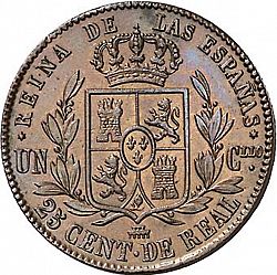 Large Reverse for 25 Céntimos Real 1863 coin